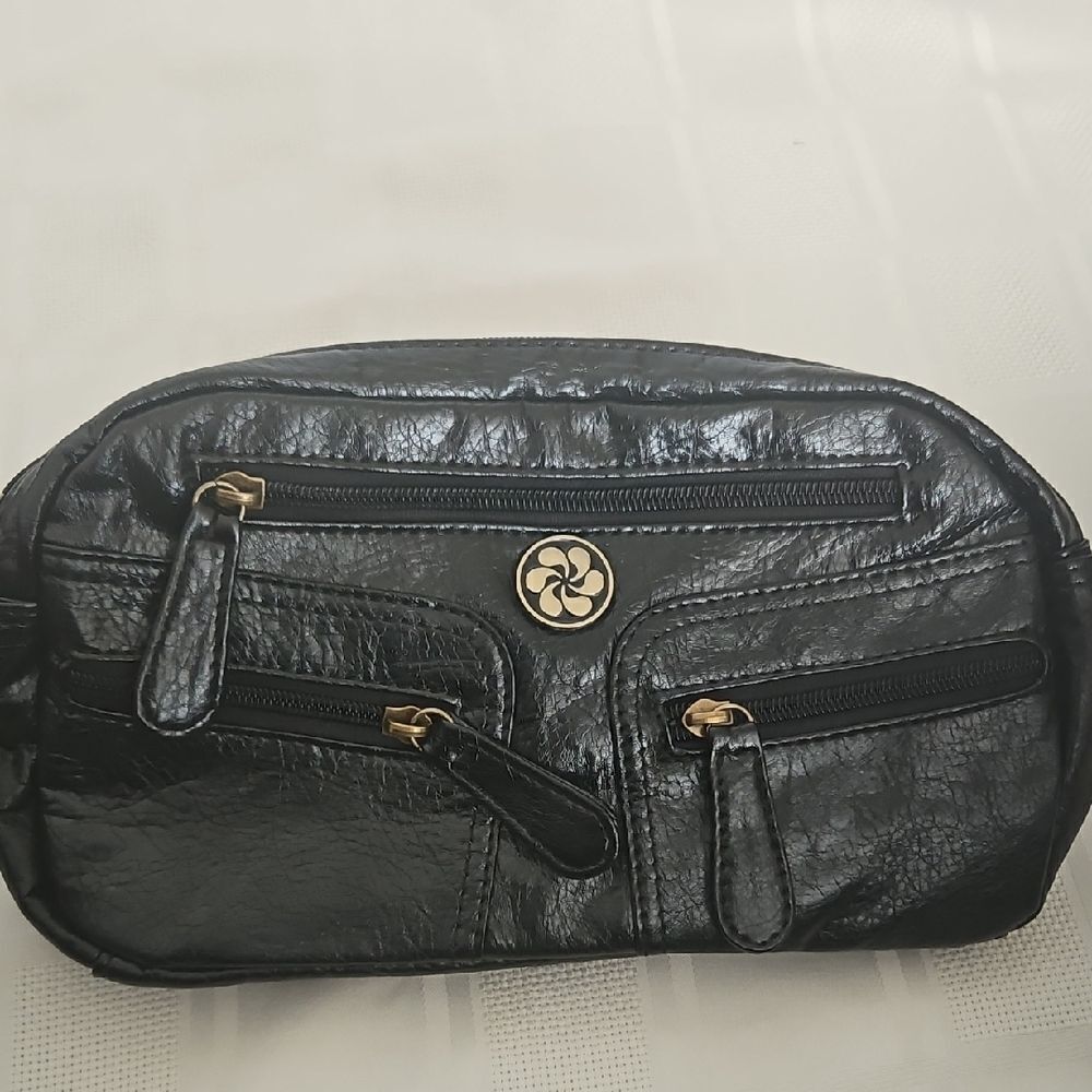 Black Crossbody Bag with Gold Hardware